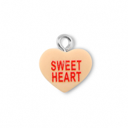 Pendentifs en résine coeur "SWEET HEART" Orange clair-rouge