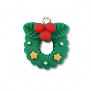 Pendentifs en résine courone de Noël Vert-rouge-jaune