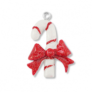 Pendentifs en résine canne à sucre avec nœud Blanc-rouge