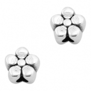 Perles en métal DQ fleur 4mm Argenté antique (sans nickel)