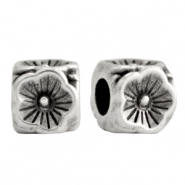 Perles en métal DQ fleur cube 5mm Argenté antique (sans nickel)