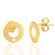 Boucles d'oreilles puces en acier Inox 10mm avec anneau Dor&eacute;