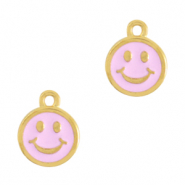 Breloques en m&eacute;tal DQ smiley Dor&eacute;-rose clair (sans nickel)