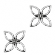 Breloques en métal DQ breloque / connecteur fleur Argenté antique (sans nickel)