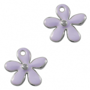 Breloques en métal DQ fleur Argenté antique-violet (sans nickel)