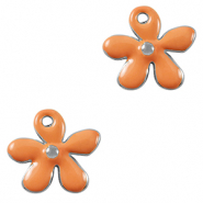 Breloques en métal DQ fleur Argenté antique-orange (sans nickel)