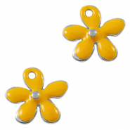 Breloques en métal DQ fleur Argenté antique-jaune (sans nickel)