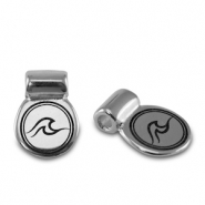 Poussoirs en m&eacute;tal DQ vague Argent&eacute; antique (sans nickel)