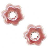 Perles en c&eacute;ramique DQ grecque fleur Rose magenta