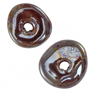 Perles en c&eacute;ramique DQ grecque donut Marron brique fonc&eacute;