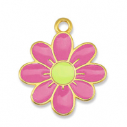 Breloques en métal DQ fleur Rose-Jaune citron-Doré (sans nickel)
