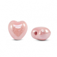 Perles en céramique DQ grecque coeur Rose