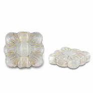 Perles acryliques rectangle avec fleur Transparent-doré