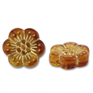 Perles acryliques fleur Orange marron-doré