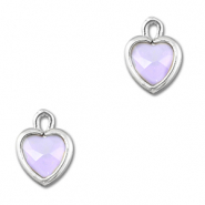 Pendentifs en verre Crystal glass coeur Lilas clair-argenté