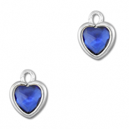 Pendentifs en verre Crystal glass coeur Bleu foncé-argenté