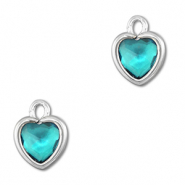 Pendentifs en verre Crystal glass coeur Azul aquamarina-argenté