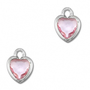 Pendentifs en verre Crystal glass coeur Rose clair-argenté