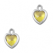 Pendentifs en verre Crystal glass coeur Jaune-argenté