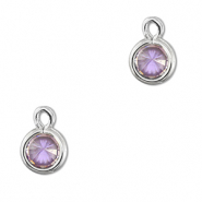 Pendentifs en verre Crystal glass rond Lilas clair-argenté