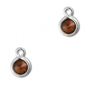 Pendentifs en verre Crystal glass rond Orange marron-argenté
