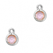 Pendentifs en verre Crystal glass rond Rose clair-argenté