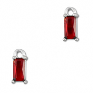 Pendentifs en verre Crystal glass rectangle Rouge-argenté