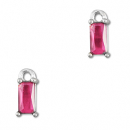 Pendentifs en verre Crystal glass rectangle Rose foncé-argenté