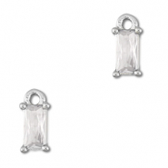 Pendentifs en verre Crystal glass rectangle Transparent-argenté