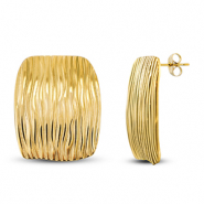 Boucles d'oreilles / puces d&rsquo;oreilles en acier Inox rectangle Dor&eacute;