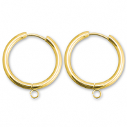 Boucles d'oreilles en acier inox cr&eacute;oles avec anneau 23mm Dor&eacute;