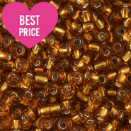 Perles de rocailles 12/0 (2mm) Marron cuivr&eacute; doublure argent&eacute;