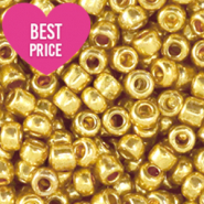 Perles de rocailles 8/0 (3mm) Dor&eacute; brillance m&eacute;tallique