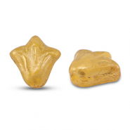 Perles tch&egrave;ques lily flower 9x8mm Transparent dor&eacute;