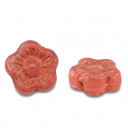 Perles tch&egrave;ques sunset flower 10mm Transparent rouge