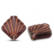 Perles tch&egrave;ques diafan 17mm Transparent violet-cuivre