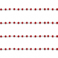 Appr&ecirc;ts en acier inox cha&icirc;ne maille jaseron rond Argent&eacute;-rouge