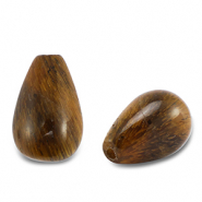 Pierres naturelles perles &OElig;il de tigre goutte Marron dor&eacute;