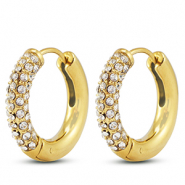 Boucles d'oreilles / cr&eacute;oles en acier Inox Dor&eacute;