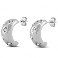 Boucles d'oreilles / puces en acier Inox Argent&eacute;