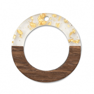 Pendentifs en bois rond Transparent-doré-marron