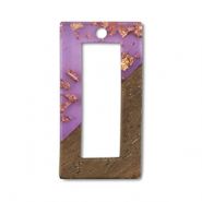 Pendentifs en bois rectangle Violet transparent-doré-marron