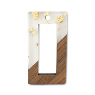 Pendentifs en bois rectangle Transparent-doré-marron