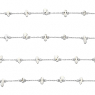 Appr&ecirc;ts en acier inox cha&icirc;ne maille jaseron Howlite irr&eacute;gulier Argent&eacute;-blanc