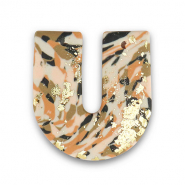 Pendentifs en polymère en forme de U Marron-rose-blanc-doré