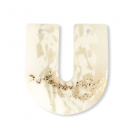 Pendentifs en polymère en forme de U Blanc cassé-beige-doré