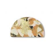 Pendentifs en polymère semi-circulaire Marron-rose-blanc-doré