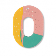 Pendentifs en polymère ovale Vert-rose-jaune ocre