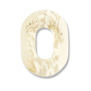 Pendentifs en polymère ovale Blanc cassé-beige-doré