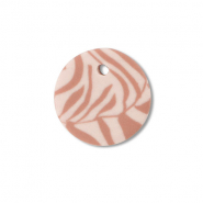 Pendentifs en polymère rond Rose pêche clair-marron clair